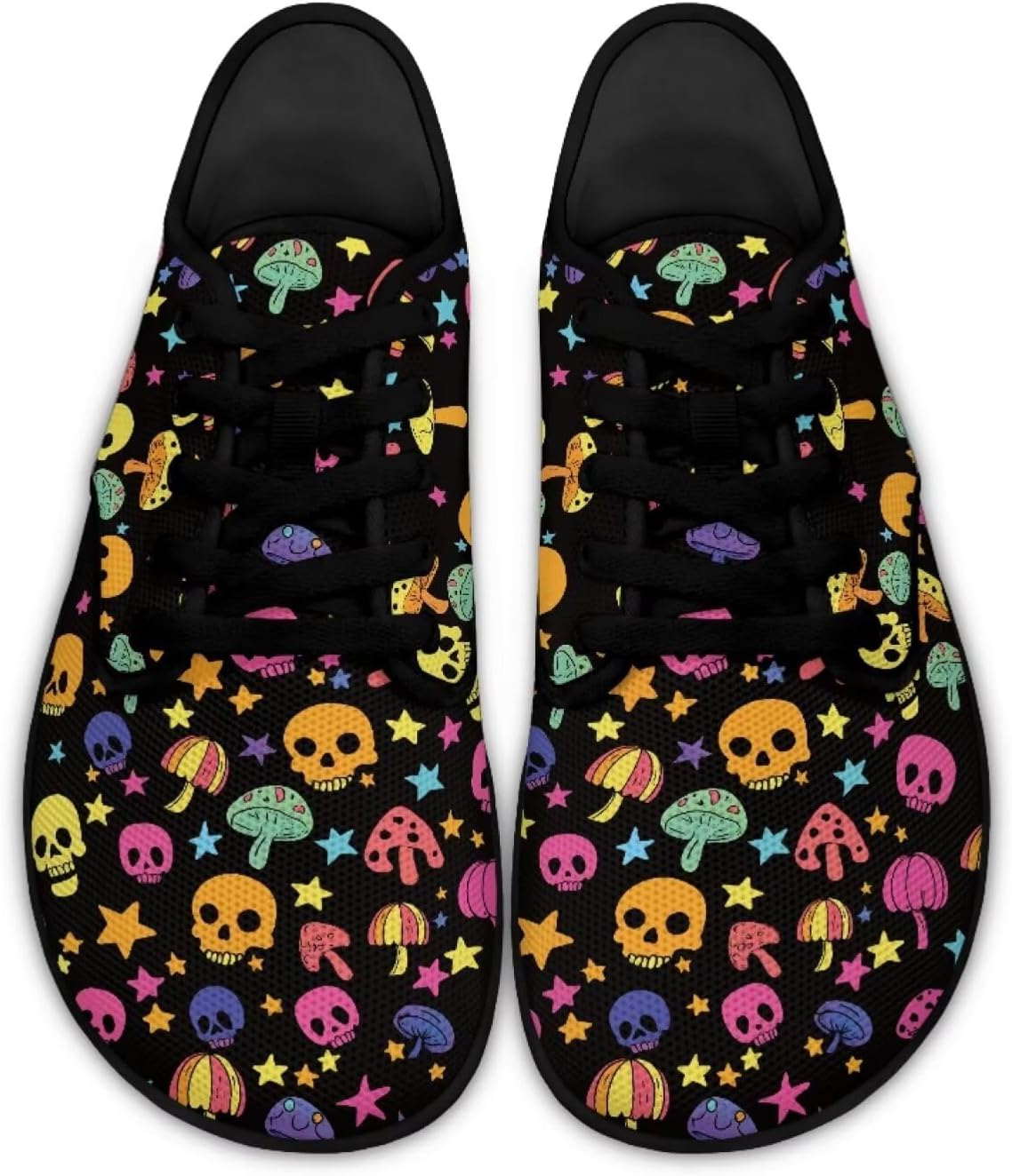 

Женские кроссовки с черепами для ходьбы и бега, модные туфли на шнуровке, лоферы для вождения Ecaestolph, черный