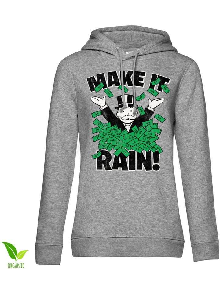 

Толстовка с капюшоном Monopoly Make It Rain Girly Hoodie серого цвета Monopoly