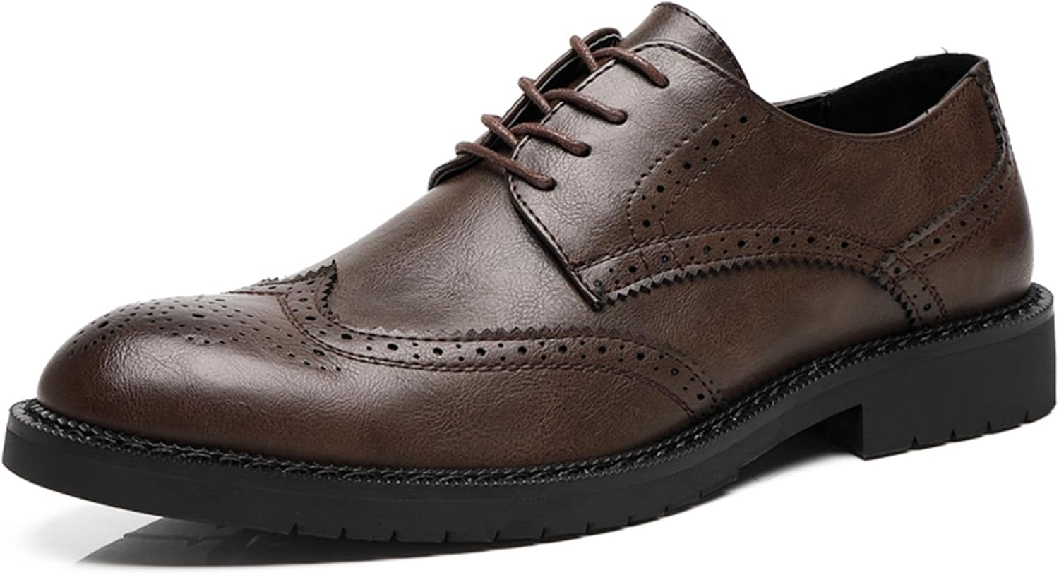

Мужские туфли из кожи Оксфорды, повседневные кроссовки, удобные броги, формальная деловая обувь Abborora, коричневый