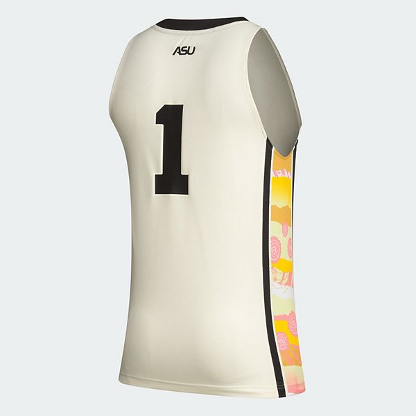 Мужская баскетбольная майка Alabama State Hornets #1 в цвете хаки Adidas — фото 4