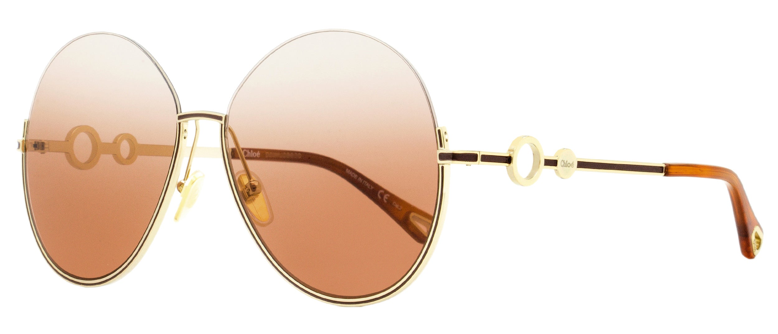 

Круглые женские солнцезащитные очки Chloe CH0067S 002 золото/гавана 61 мм