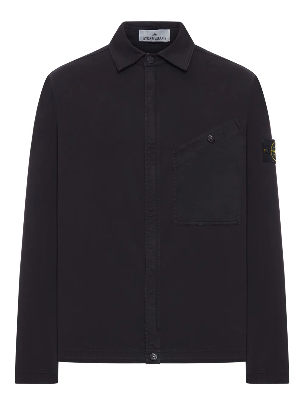 

Хлопковая рубашка с карманом и нашивкой Stone Island, черный