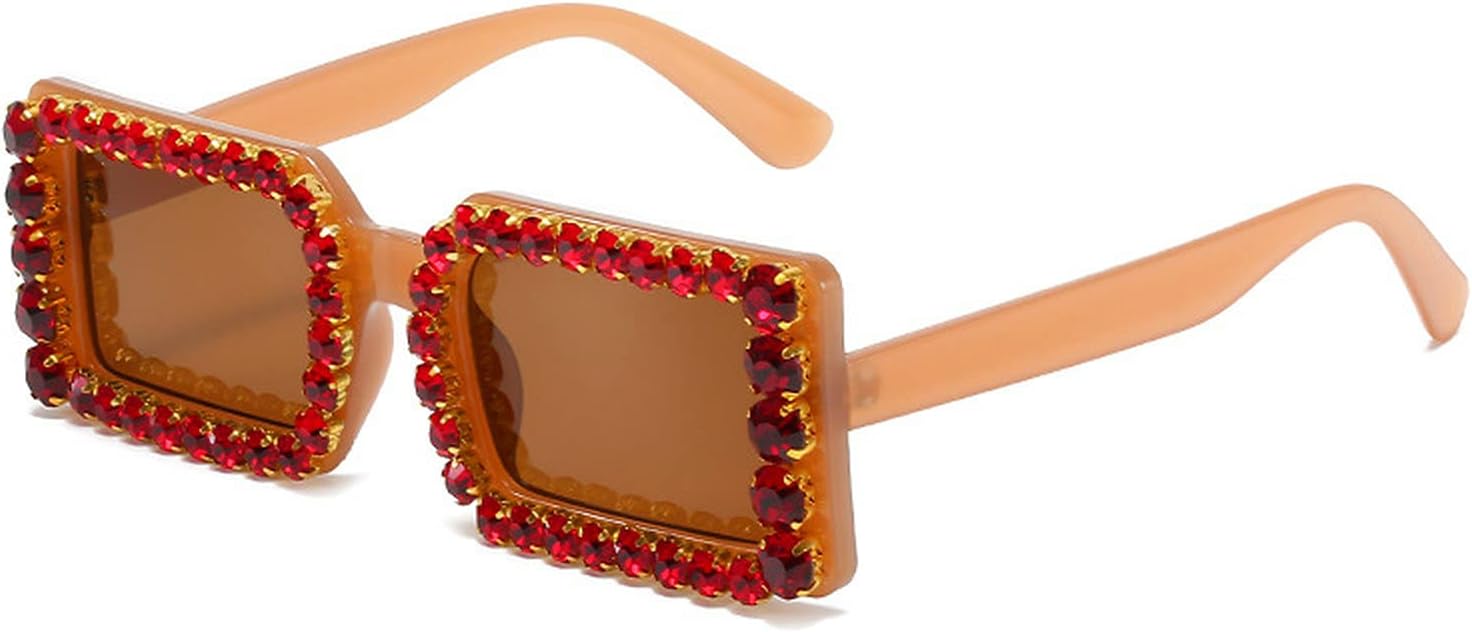 

COTIA Fashion Маленькие прямоугольные женские солнцезащитные очки класса люкс с бриллиантами, винтажные очки в стиле «желейный чай», модные мужские солнцезащитные очки с защитой от УФ-излучения UV400, Tea