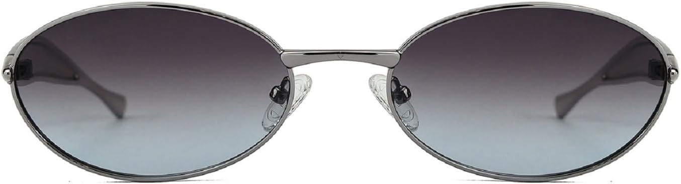 

Ретро овальные солнцезащитные очки для женщин, модные металлические, маленькие, в стиле Y2K, винтажные, 90-е, защита от ультрафиолета UV400, PS33333 Melrose, Grey Blue