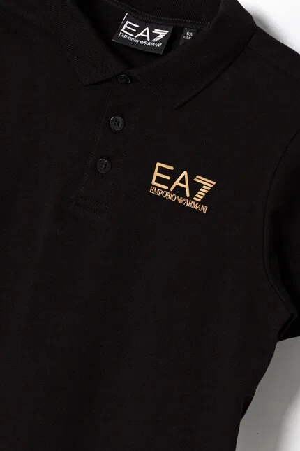 Футболка поло хлопковая EA7 Emporio Armani, черный — фото 3