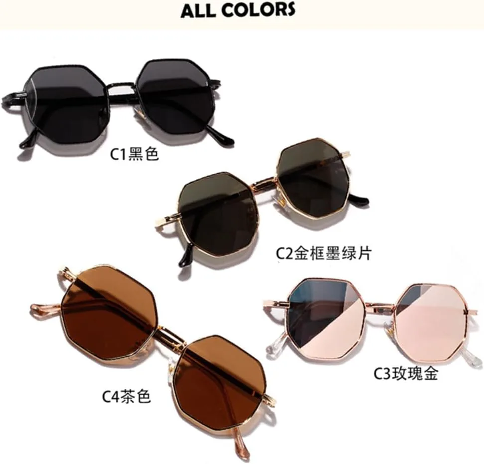 

Солнцезащитные очки в стиле ретро для женщин и мужчин, многоугольные, винтажные, солнцезащитные очки для женщин с защитой от УФ-излучения UV400 MTZJH, Rose Pink