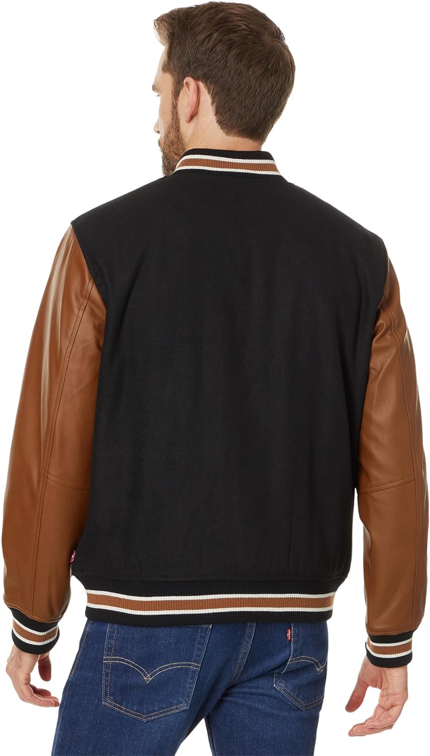 Мужская университетская куртка Levi's Letterman смешанной расцветки, Black Body/Khaki Sleeves — фото 2
