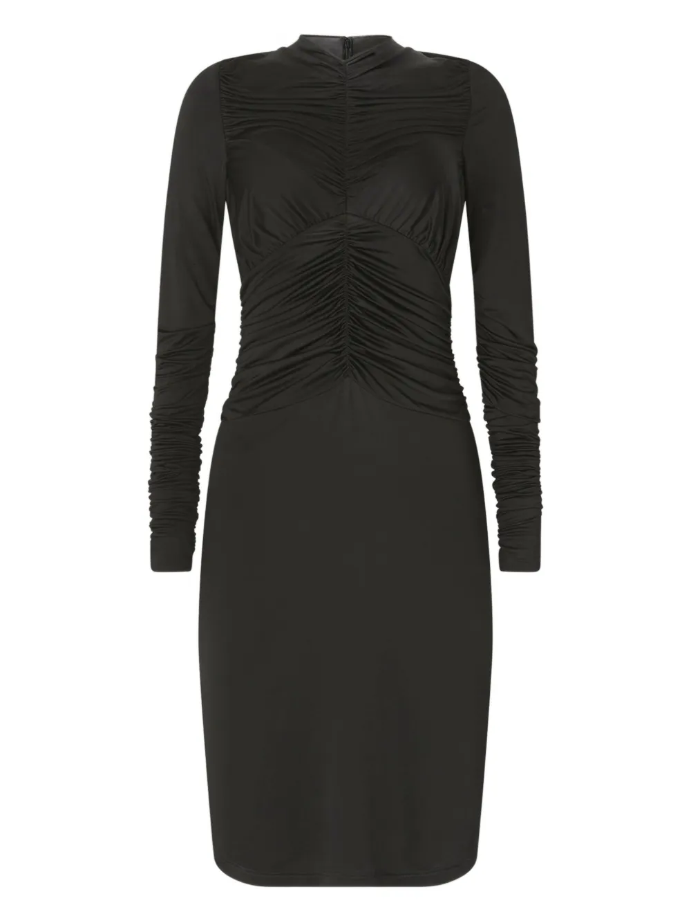 

Платье миди со сборками и длинными рукавами Genny, черный