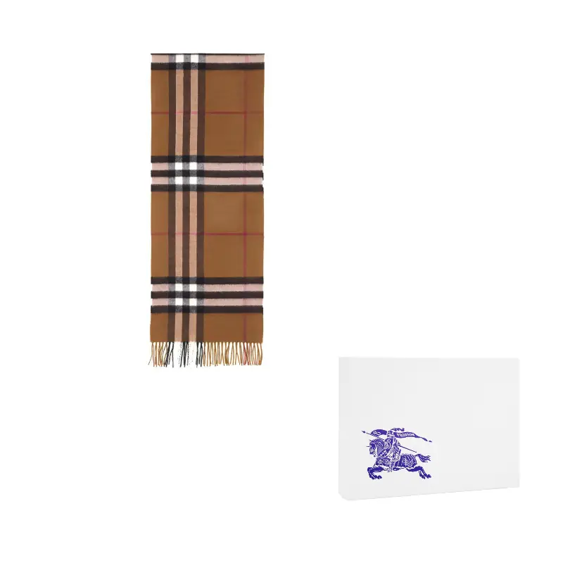 

Классический клетчатый шарф с бахромой Burberry, коричневый