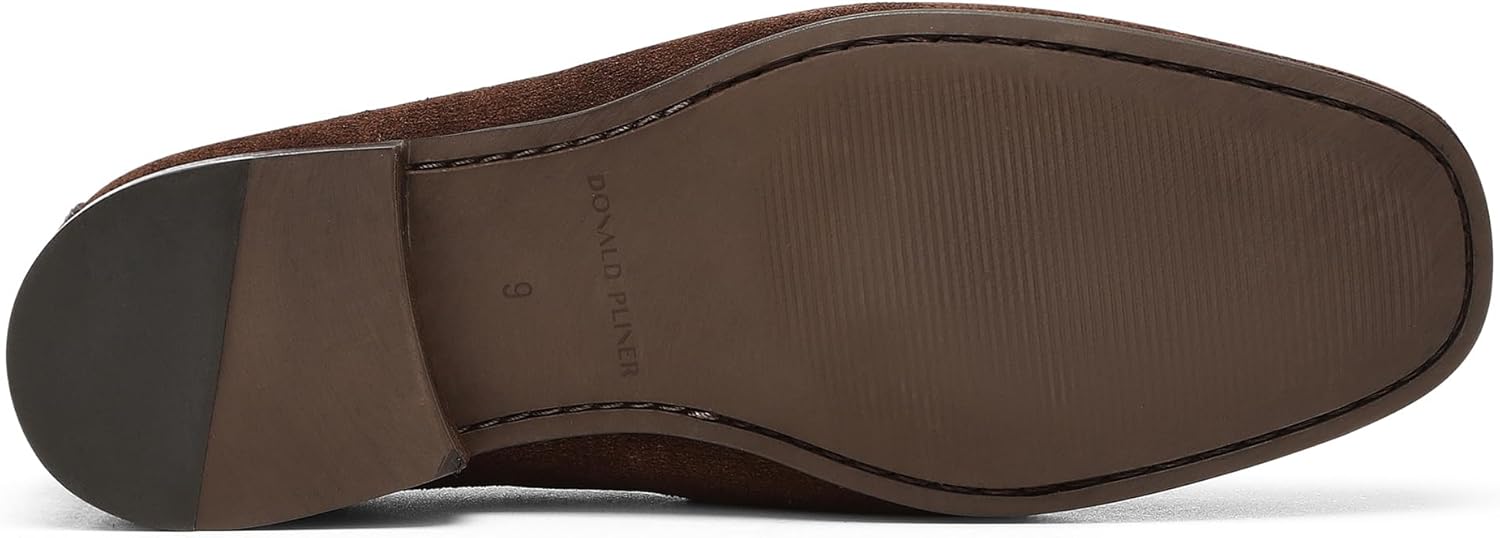 Мужские кожаные лоферы Donald Pliner Dannie Slip-On - с приподнятым каблуком, классические туфли-лоферы для мужчин, стелька из пены с эффектом памяти, кожаная обувь для мужчин Donald J Pliner, Cappuccino - Suede — фото 4