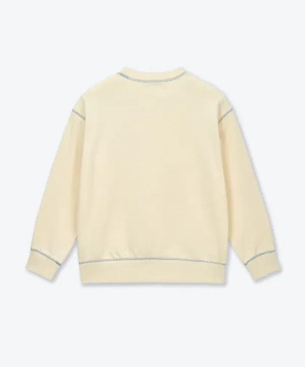 Свитшот с контрастной отстрочкой, Musinsa Standard Kids, лимонный крем — фото 4
