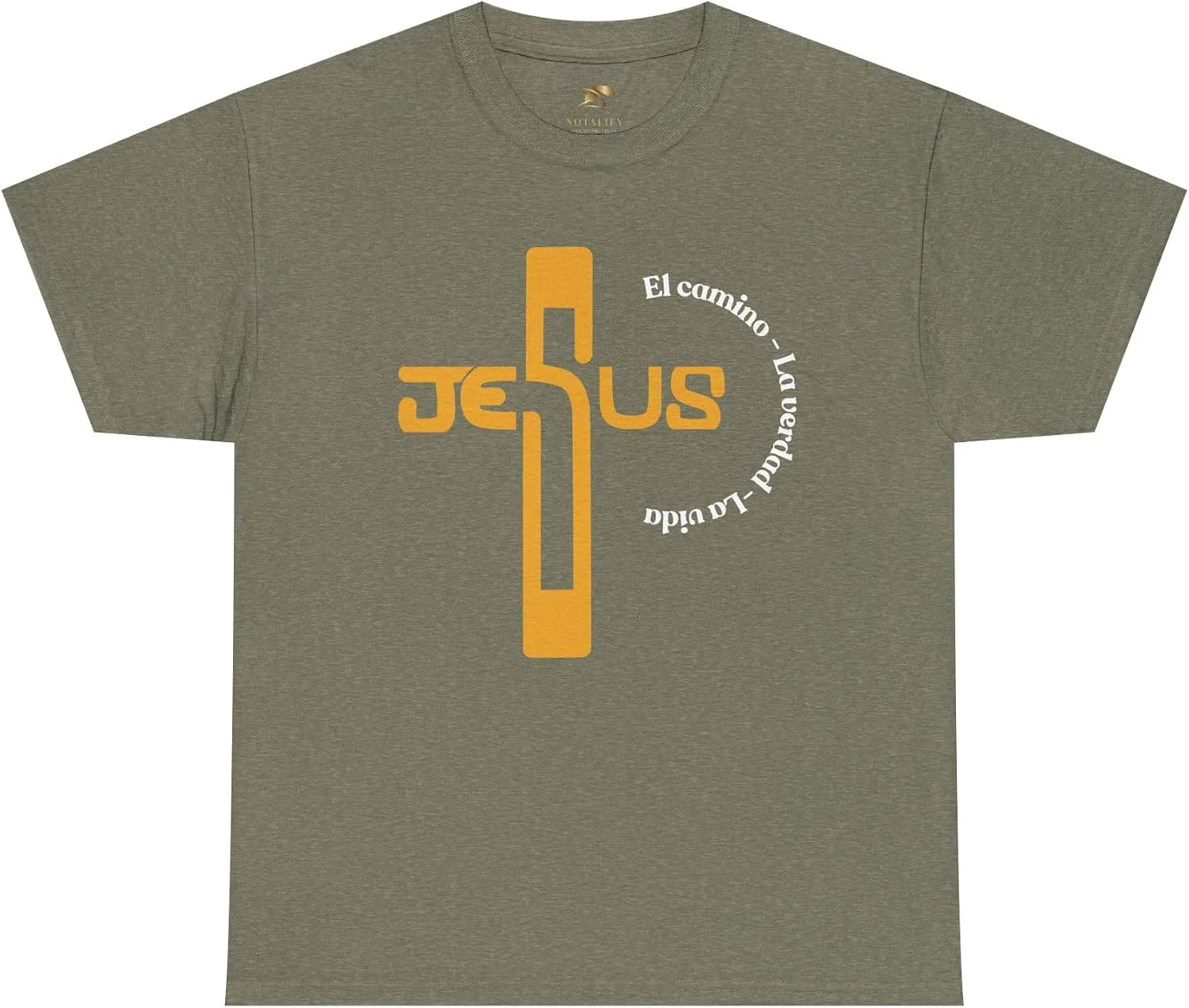 Мужская футболка с принтом Jesús El Camino La Verdad La Vida, Heather Military Green