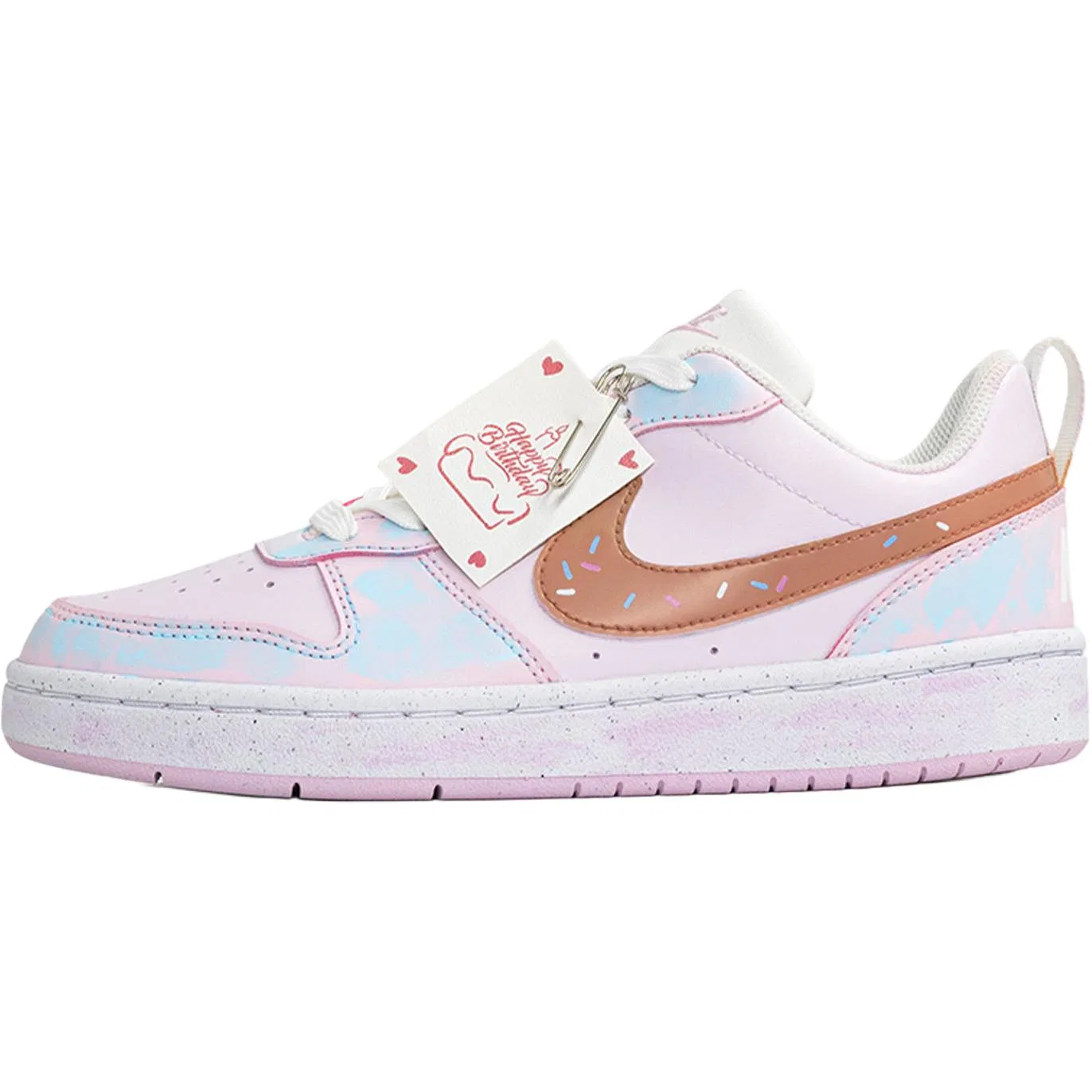 Детские кроссовки для скейтбординга с принтом Nike Court Borough Low, White Pink — фото 3