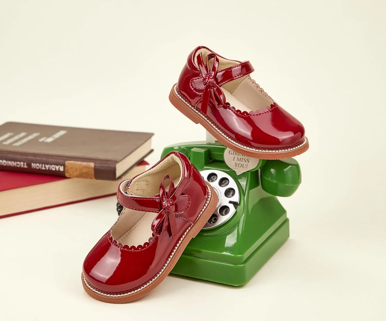 Детские оксфорды для девочек Mary Jane PHIRAMIN, Patent Leather Red — фото 2