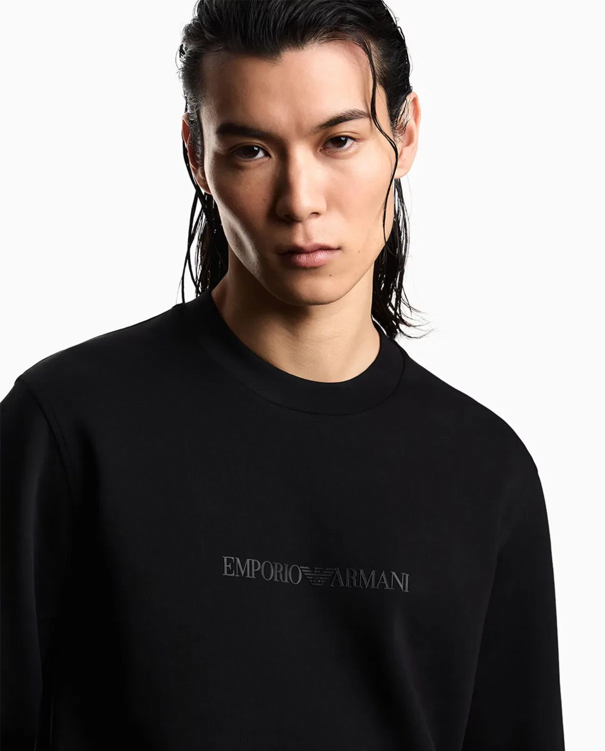 Мужская свитшот с принтом Emporio Armani, Negro — фото 3