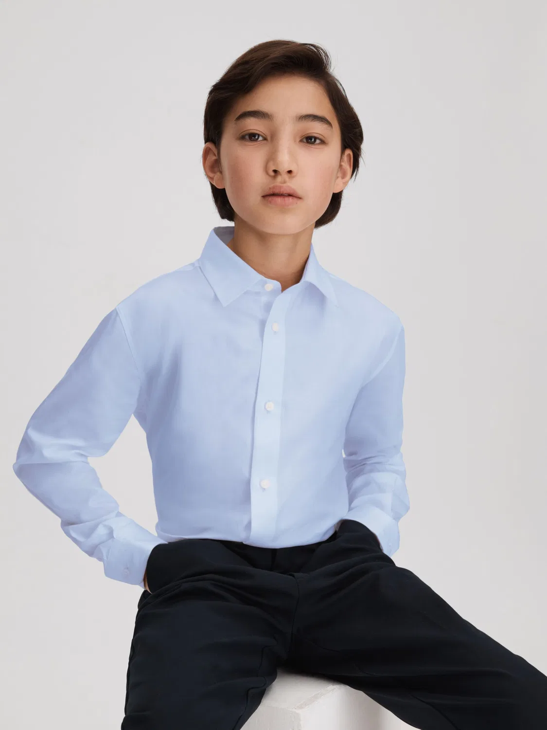 Рубашка Slim Fit из хлопка, Remote Reiss, Soft Blue — фото 3