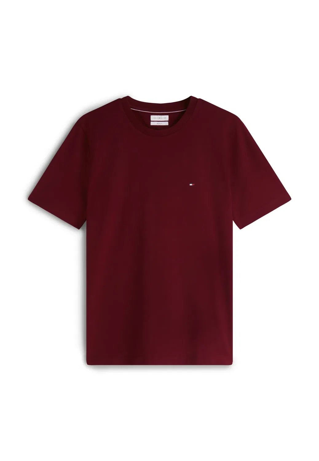 Сезонная базовая футболка из однотонной ткани Tommy Hilfiger, Burgundy — фото 4