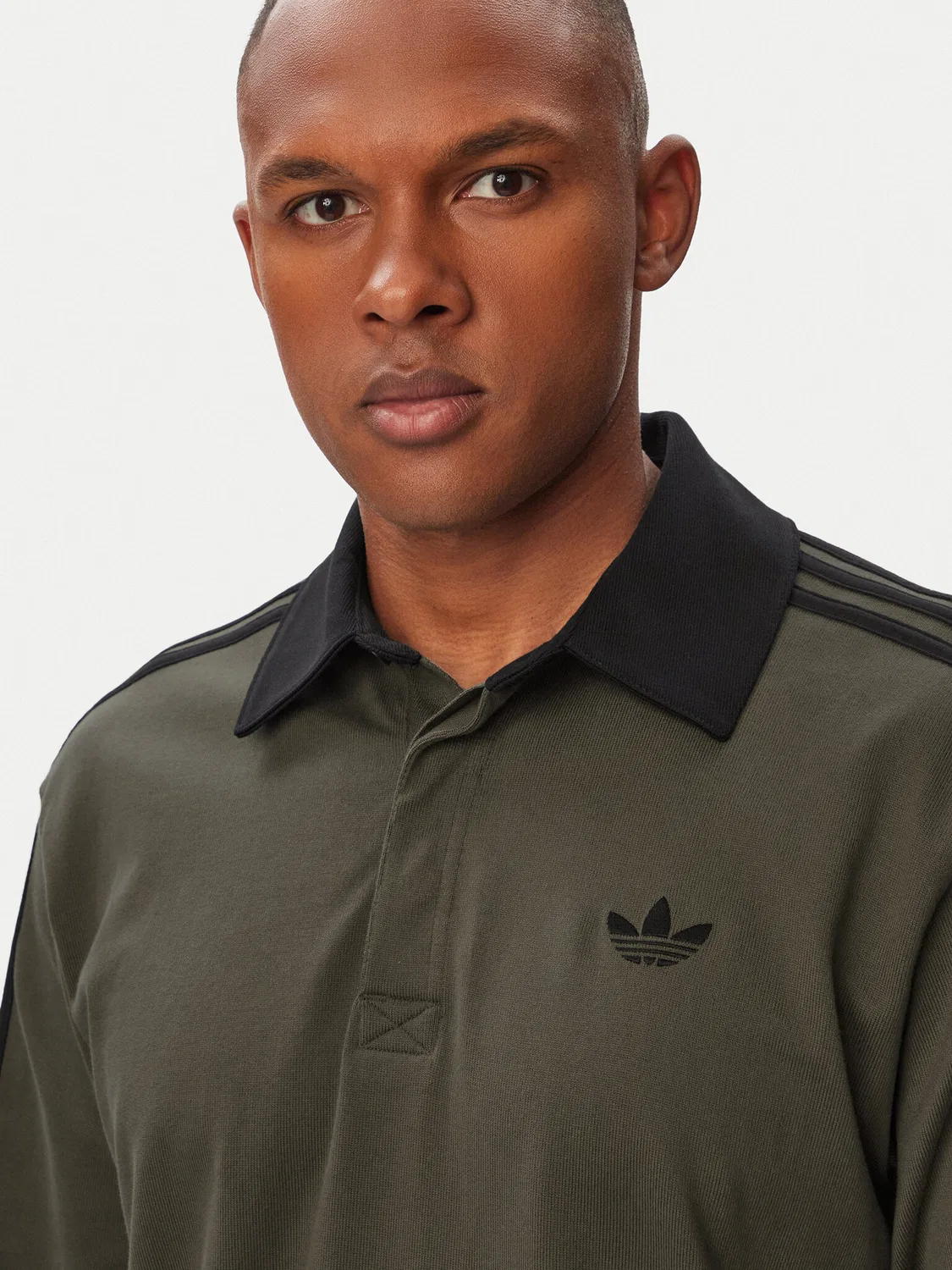 Мужская толстовка стандартного кроя Rugby Longsleeve Polo Adidas, хаки — фото 4