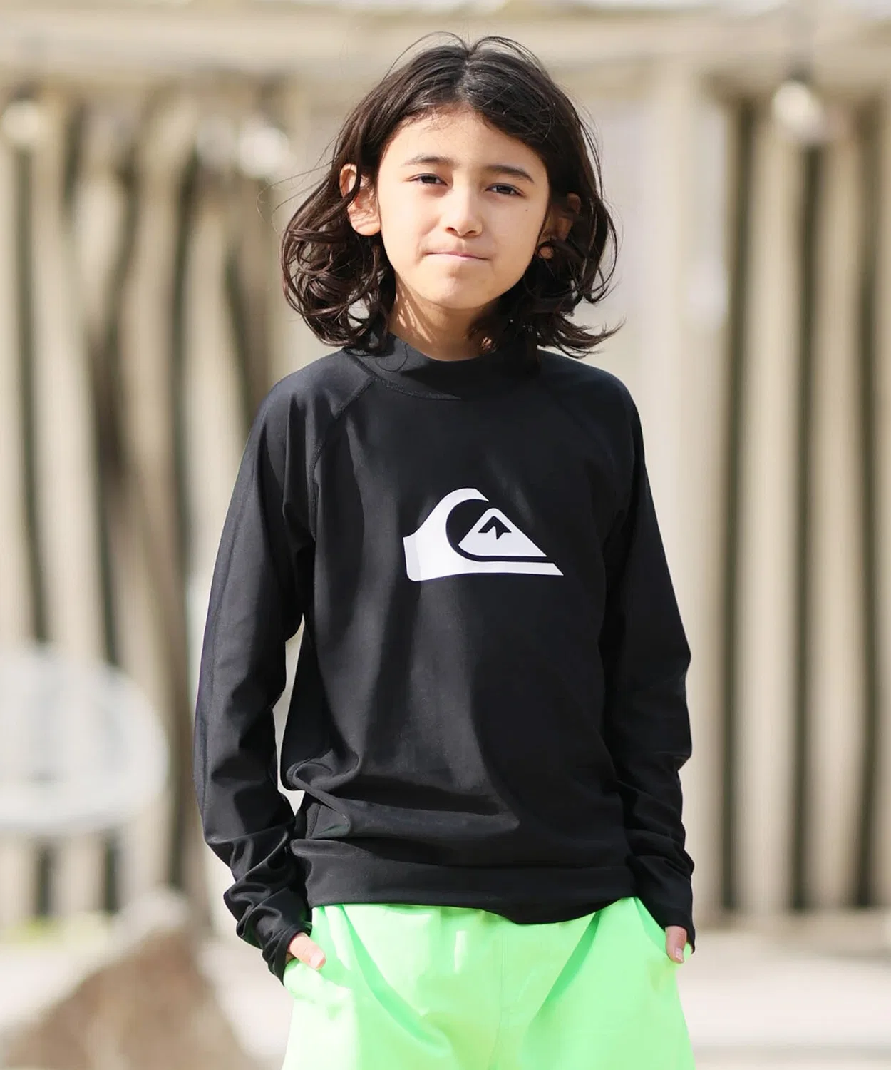 Детский лонгслив-рашгард с длинным рукавомALL TIME LR Youth Quiksilver, Black