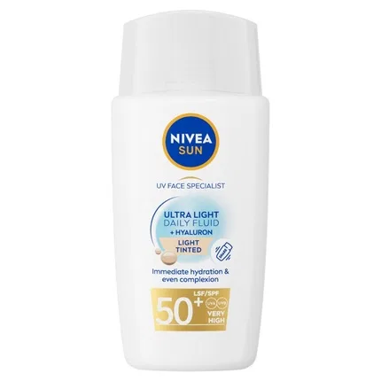 Солнцезащитный флюид для лица Ultra Light Daily Fluid Light Tinted SPF50 Nivea Sun UV Face