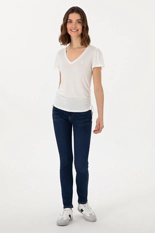 Женская футболка с V-образным вырезом U.S. Polo Assn., Nude Color — фото 4