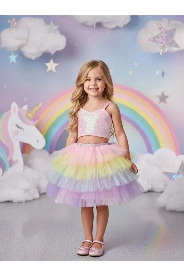 Детское вечернее платье для девочек с пайетками Zekids, Colored — фото 2