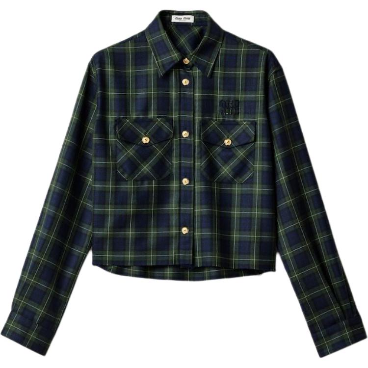 

Клетчатая рубашка MIU MIU, зеленый