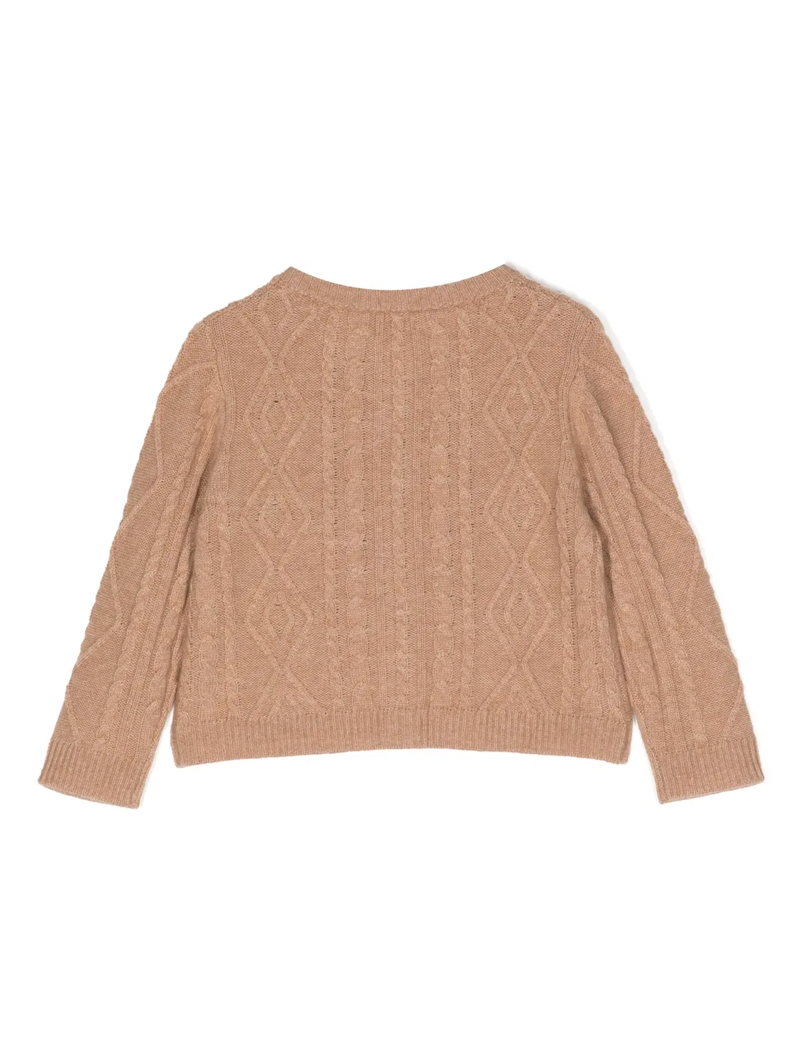 Кармолинковый мини-кардиган с косыми узорами Cashmere In Love, коричневый — фото 2