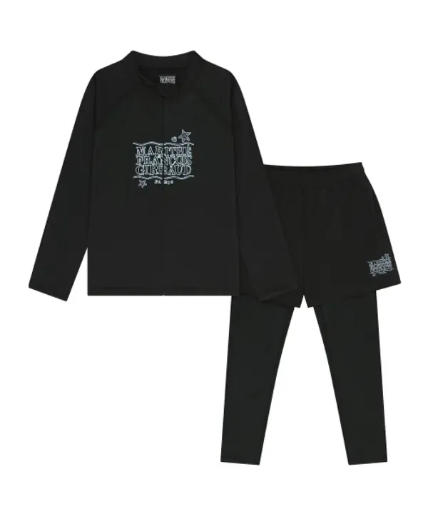 Рашгард и шорты комплект для детей, zip up, Marithé Kids, черный — фото 2