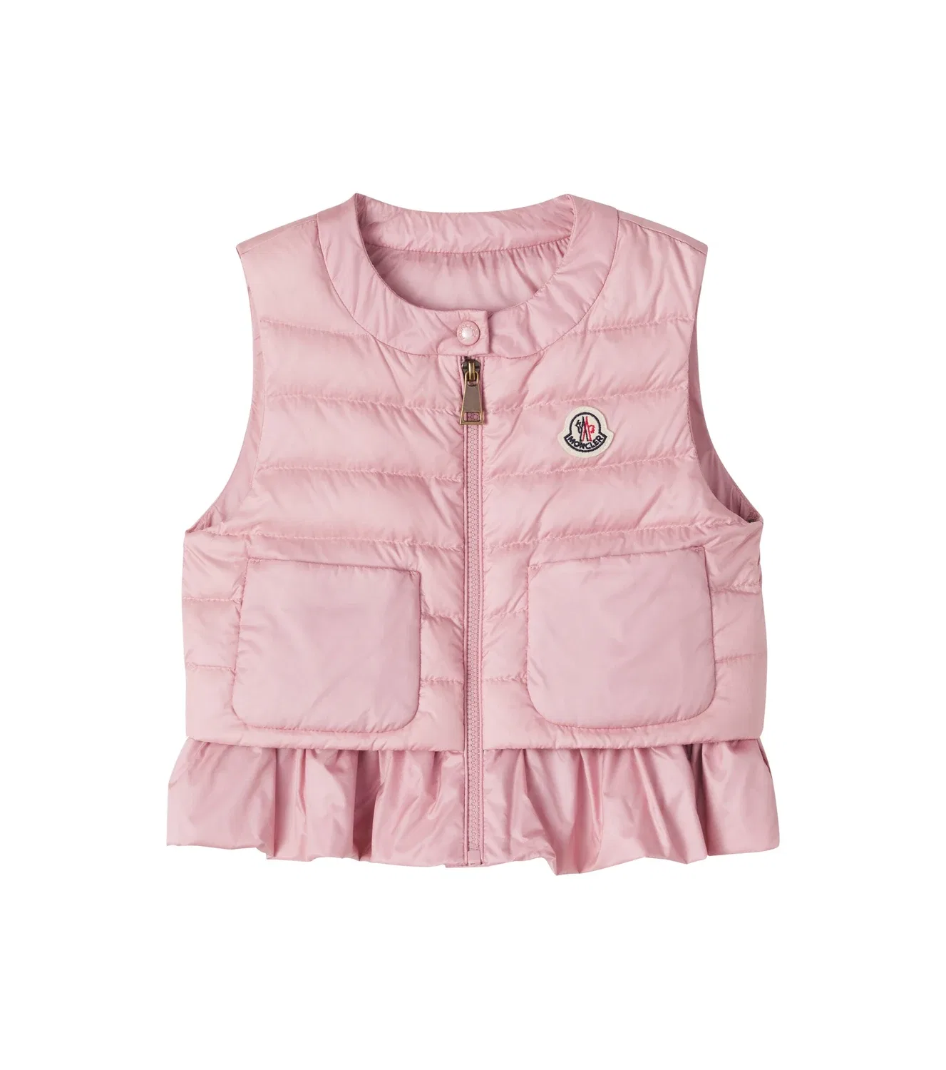 Пуховый жилет с воланами Moncler Enfant, розовый