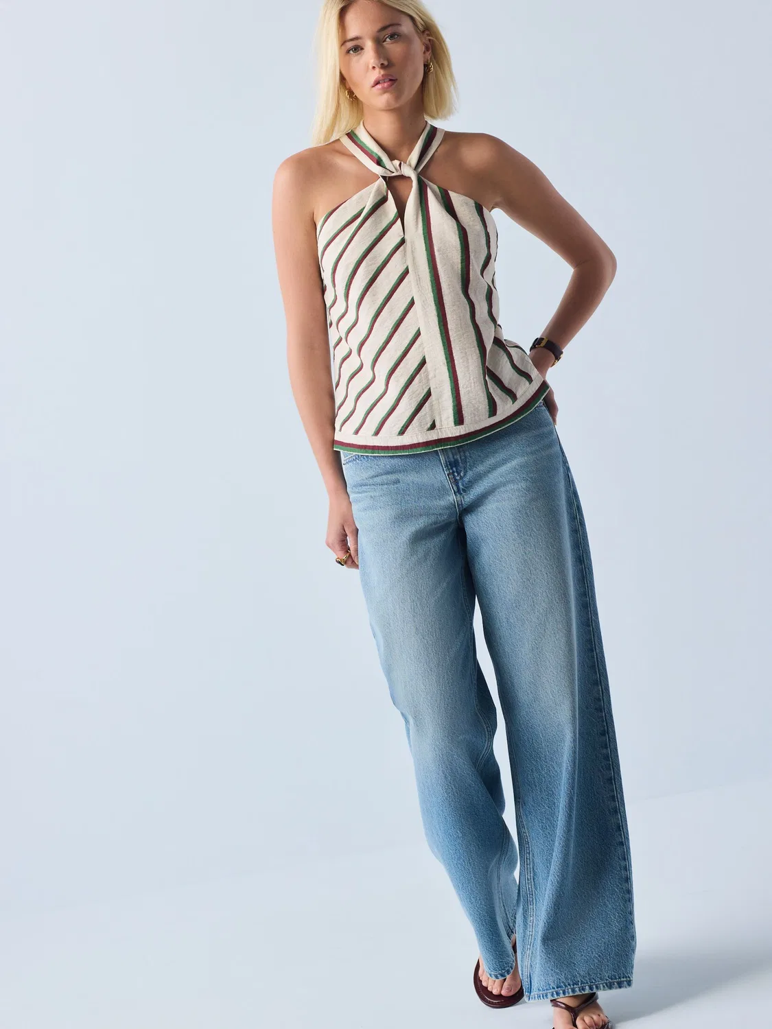Джинсы широкие Mid Blue Wide Leg Denim Jeans Next, Mid Blue