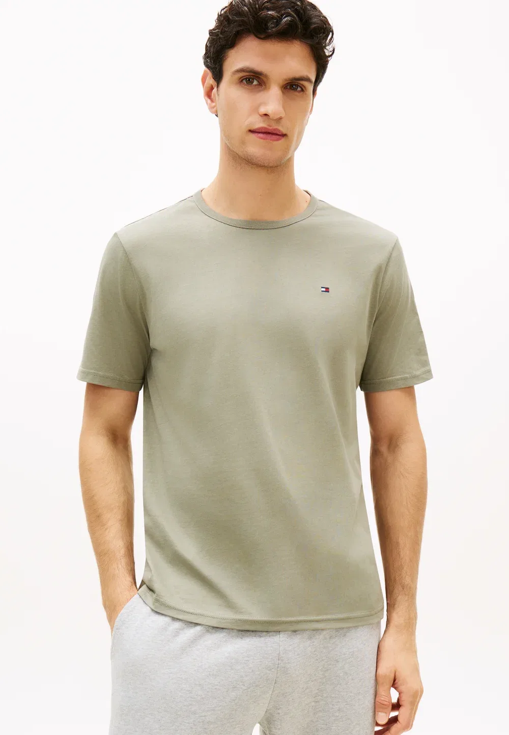 Футболка Ss - фирменный комплект из 3 штук - майка Tommy Hilfiger, Navy Blue/Utility Sage/White — фото 4