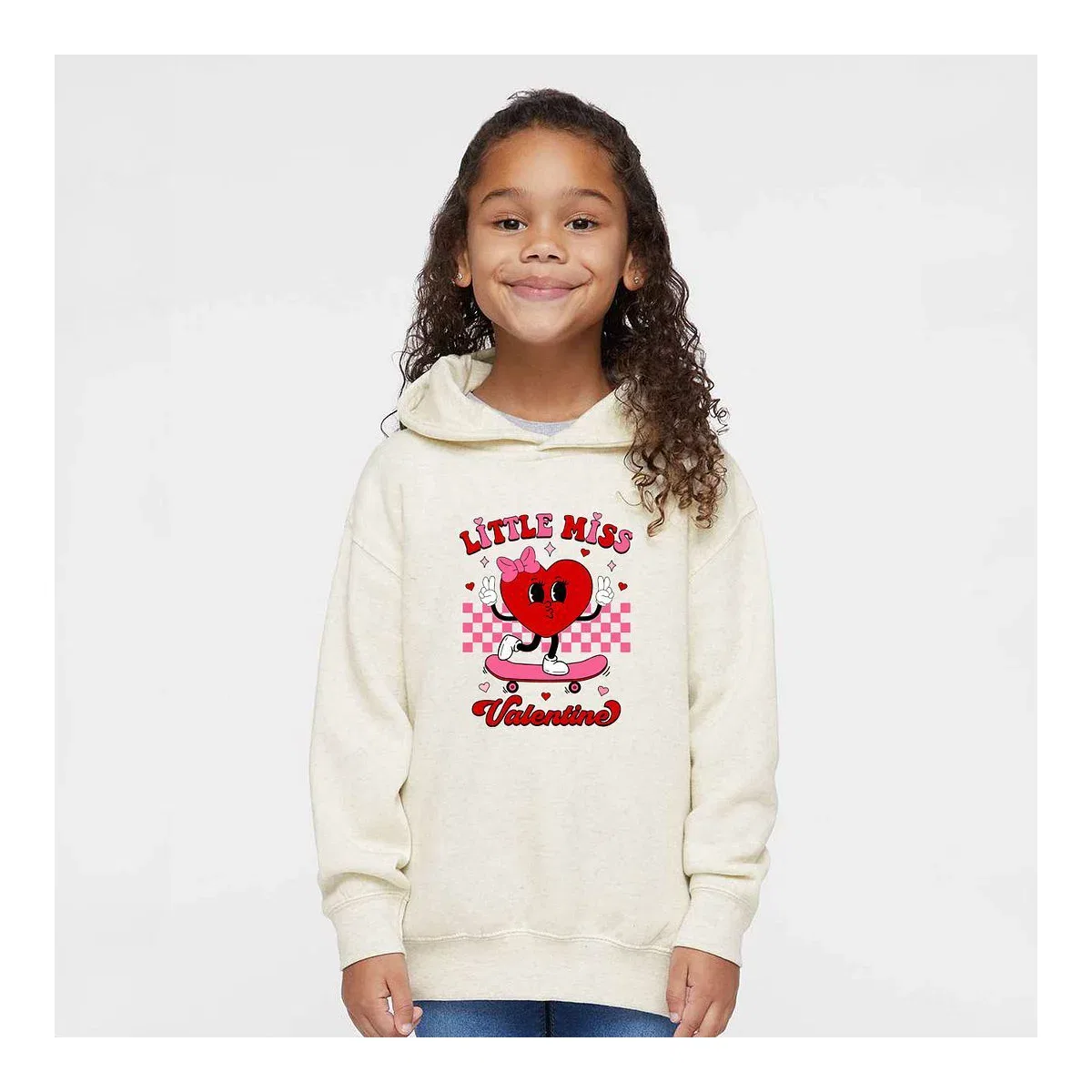 Детское худи с принтом Little Miss Valentine Skateboard The Juniper Shop, Pink — фото 2