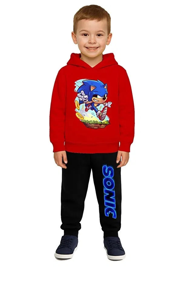 Детский спортивный костюм для девочек с принтом Sonic Sedirli, Red