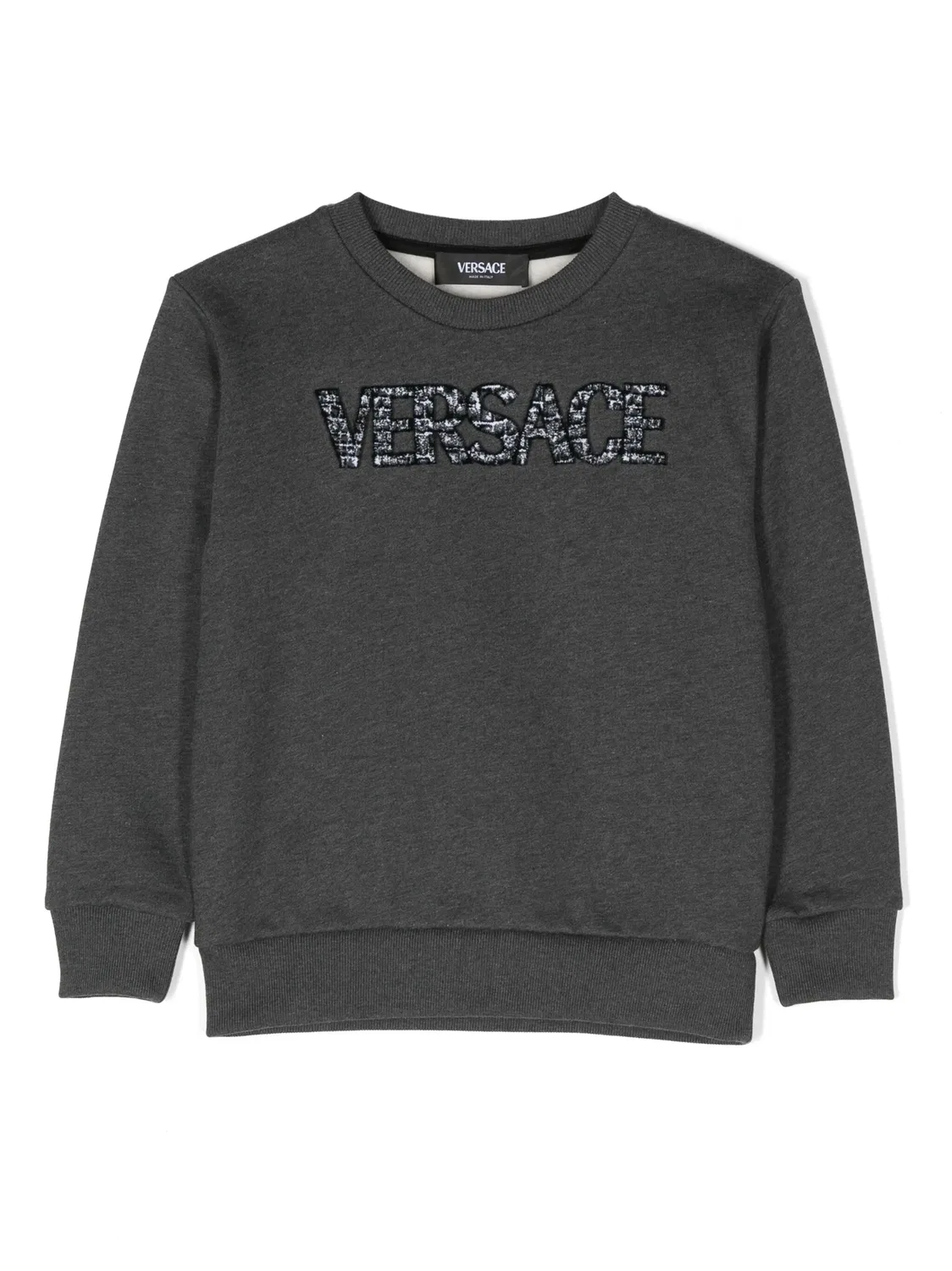 Свитшот с аппликацией логотипа Versace, серый