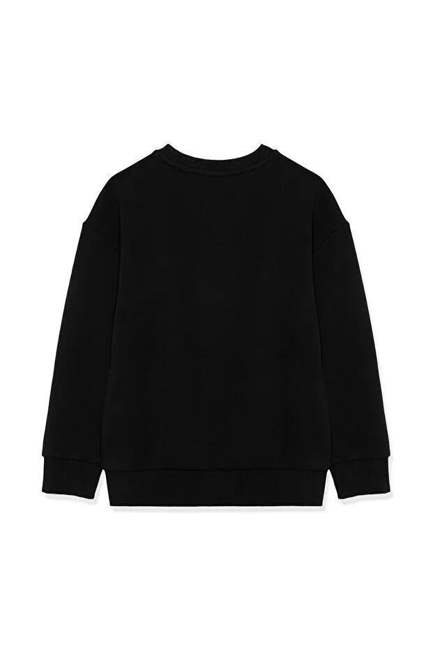 Детские свитшот для мальчиков с принтом Logo printed black sweatshirt 6s10034-900 Mavi, Black-900 — фото 3