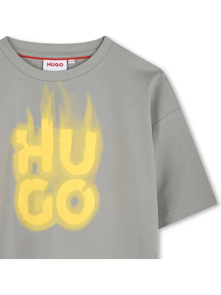 Футболка с принтом Hugo, хаки — фото 3