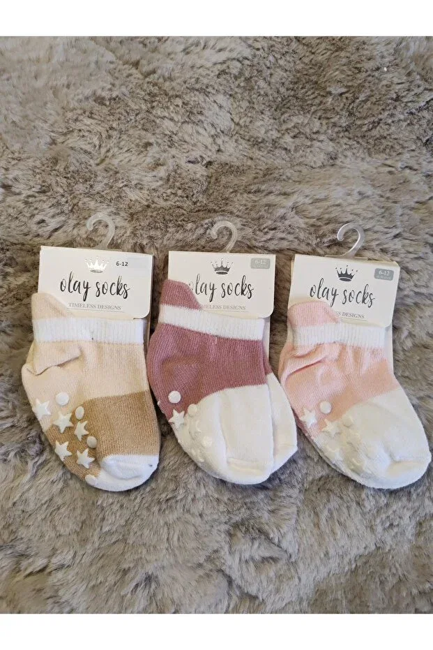Детские носки для мальчиков хлопковые комплект 3 шт Basics Olay Socks, Beige-Pink-Crimson — фото 3
