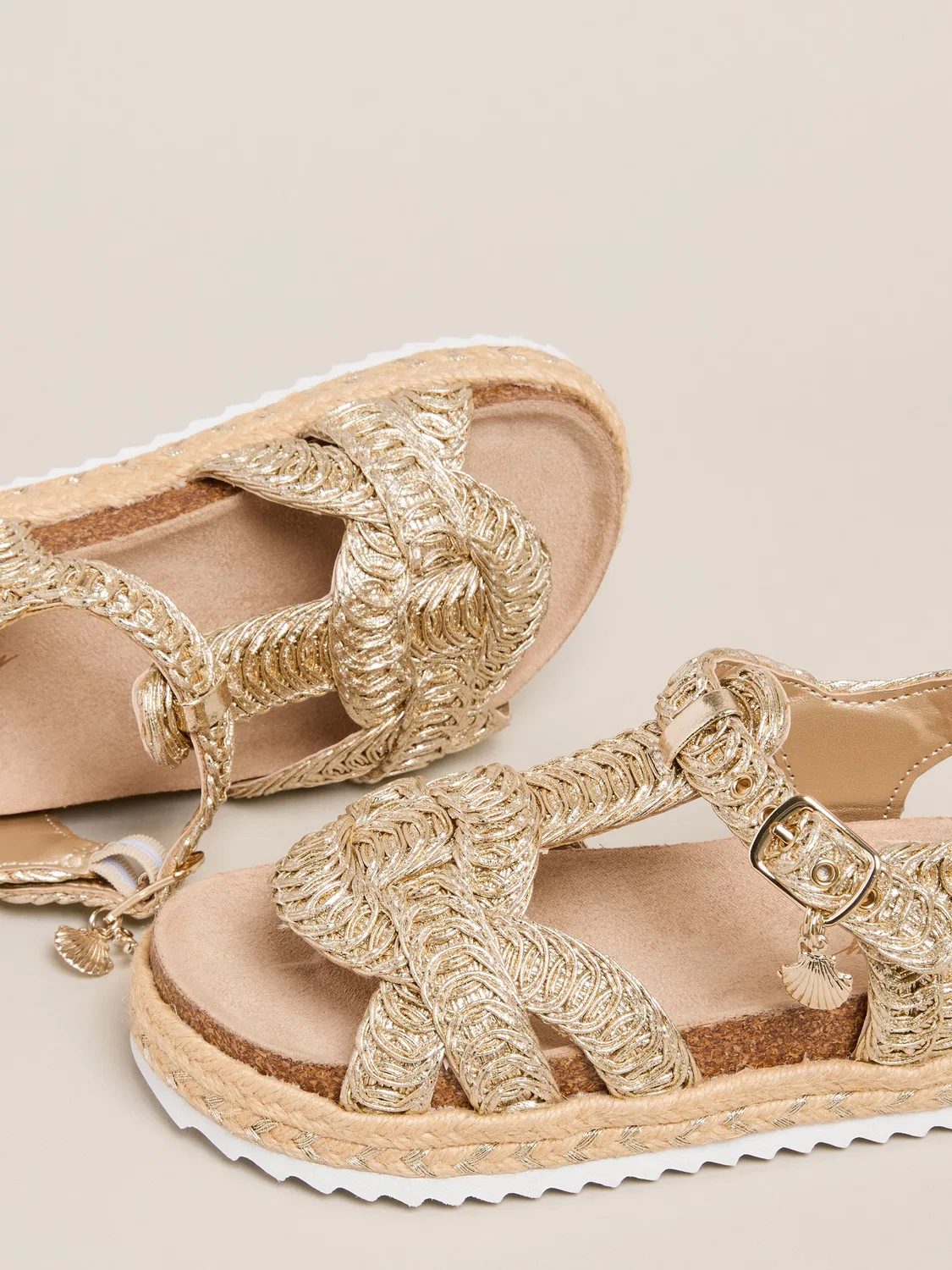 Сандалии на платформе Gold Woven Raffia Lipsy, золотистый — фото 4