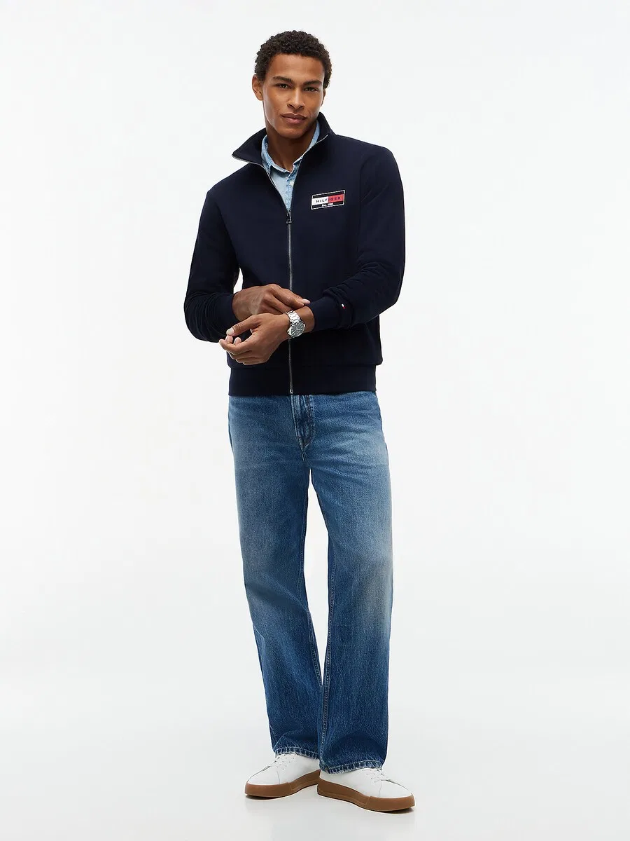 Худи на молнии TOMMY HILFIGER 'Brand Love' темно-синего цвета — фото 4
