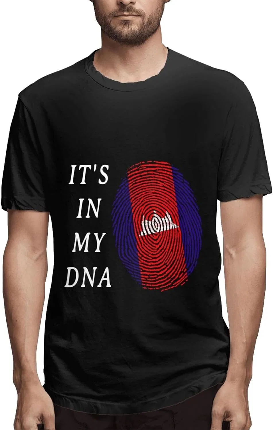 Мужская футболка с принтом It's in My Dna, Cotton, Regular Fit, Crew Neck, Short Sleeve, Black
