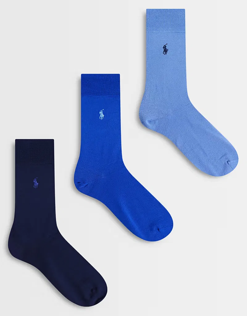 Носки высокие с логотипом Icon из смеси хлопка 3 шт Polo Ralph Lauren, синий