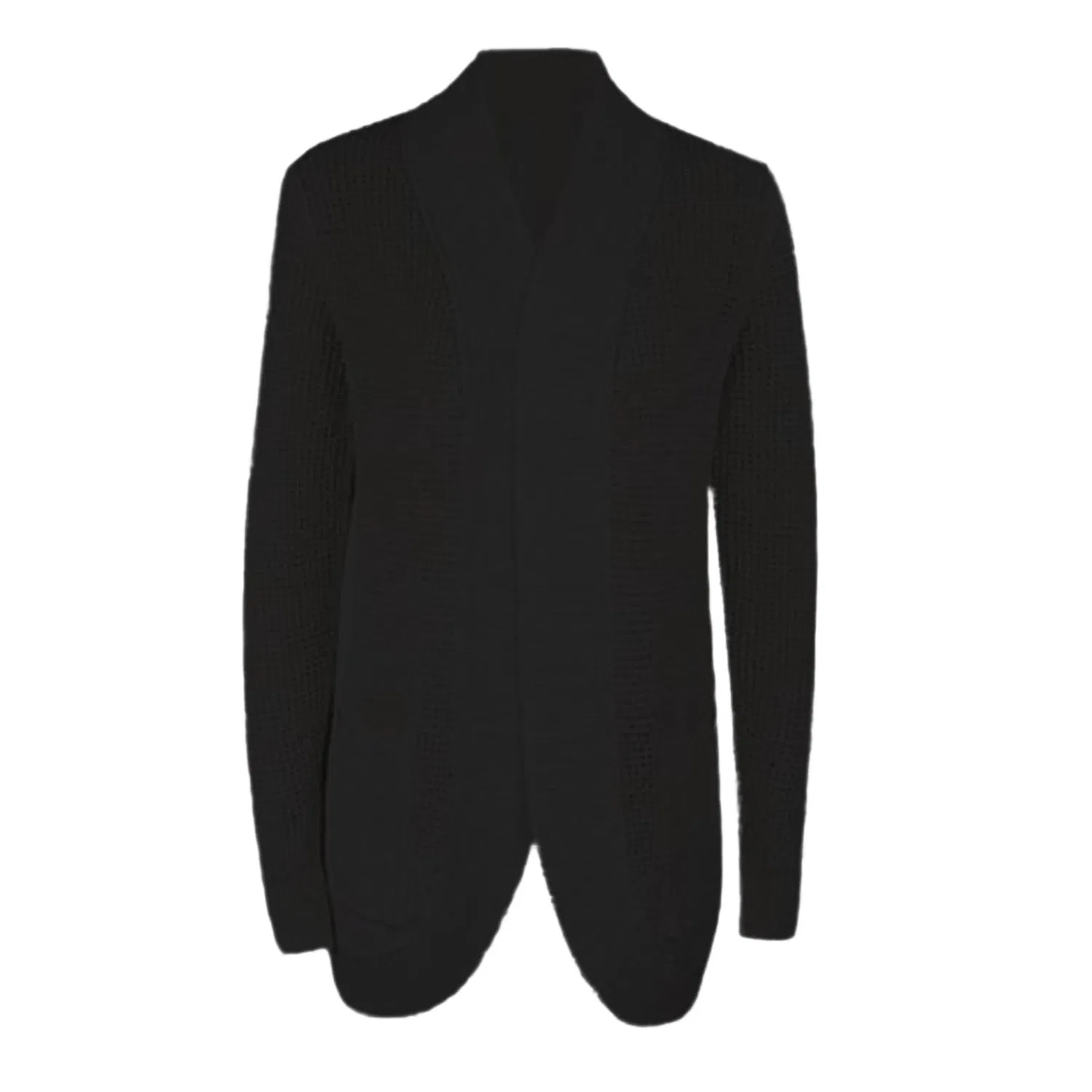 Женское пальто с длинным рукавом Cardigan Drappeggiato in Maglia Grossa, Nero — фото 4