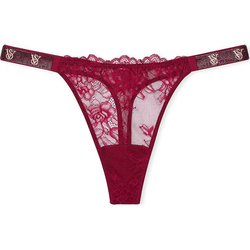 

Victoria's Secret Очень сексуальные блестящие трусики-стринги с розовым кружевом на бретельках / красные трусы Campari, женские, 1 упаковка, красные