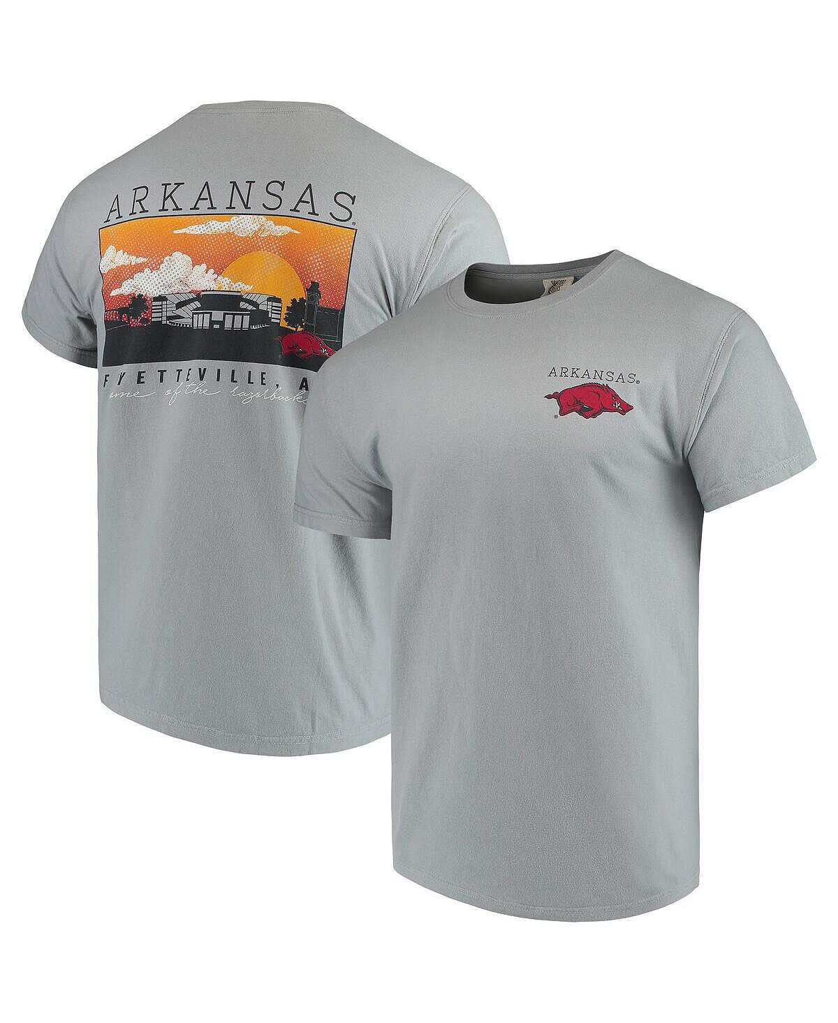 

Мужская серая футболка arkansas razorbacks comfort colours campus scenery Image One, серый