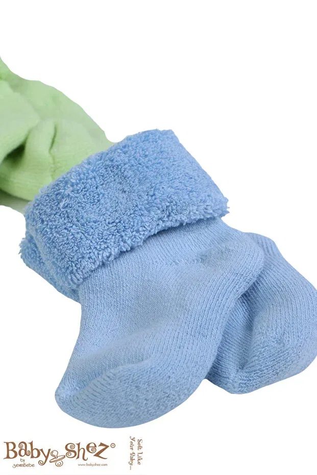 Детские носки для новорожденных хлопковые 100% cotton 6-piece newborn towel winter baby socks Baby Shez, Blue — фото 3
