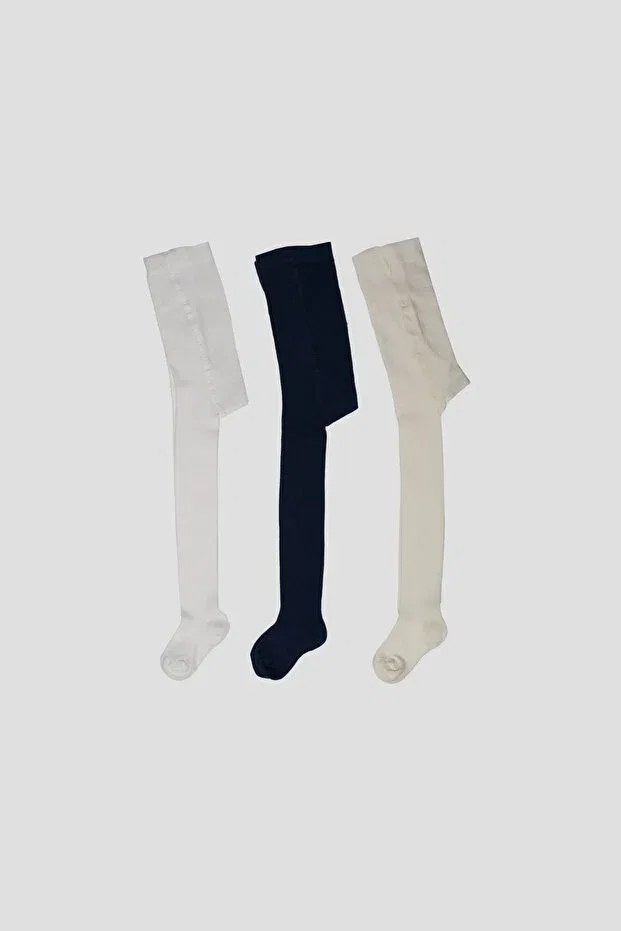 Детские колготки хлопковые комплект 3 шт Defne Baby, Black-White-Navy Blue — фото 4