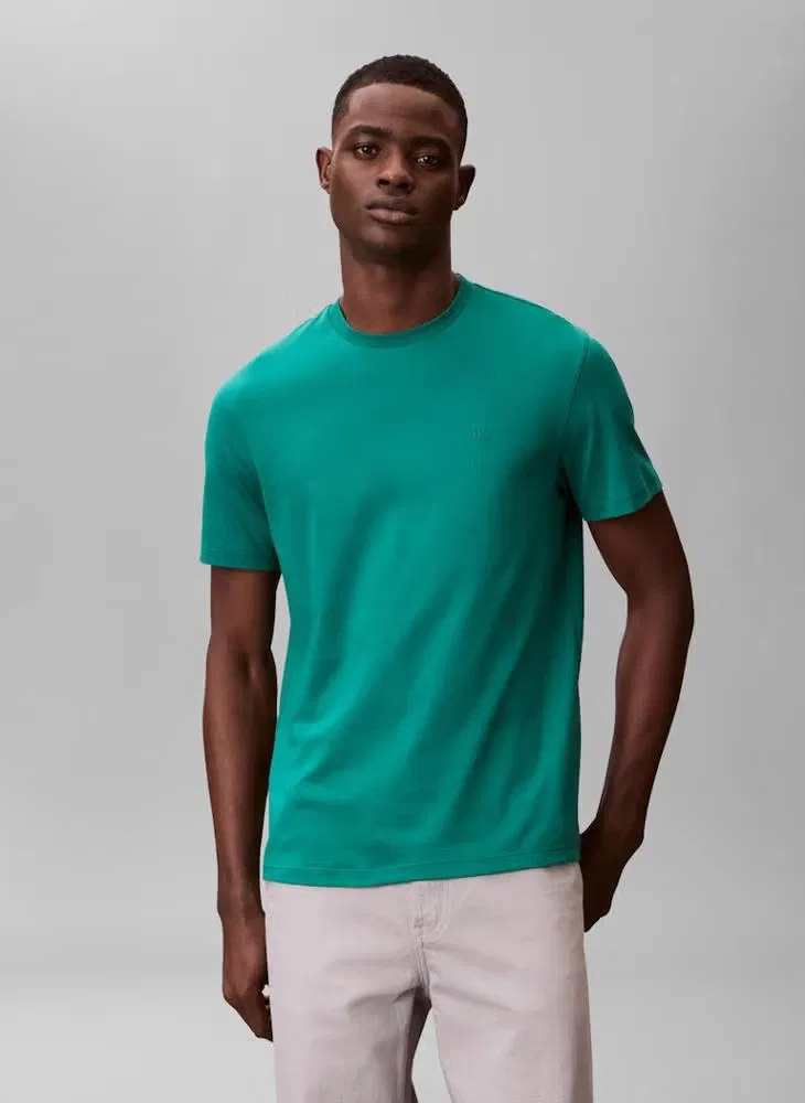 Футболка из хлопка пима Pima cotton Calvin Klein, зеленый