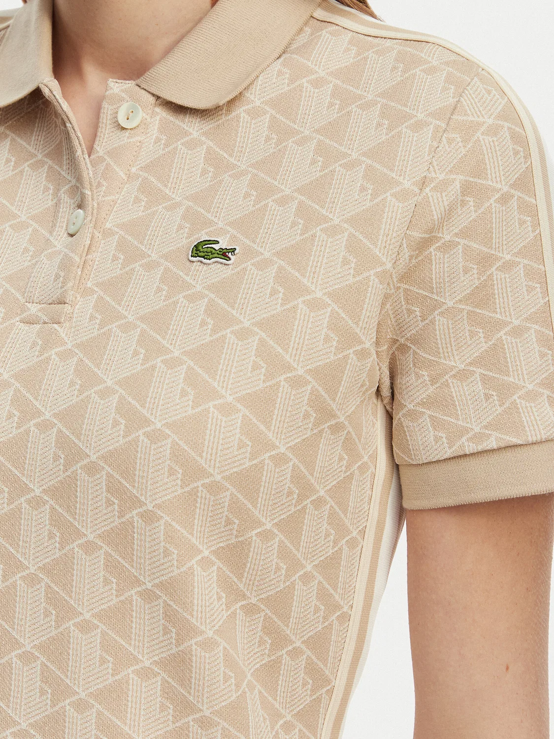 Женское платье приталенного силуэта на каждый день Lacoste, светло-бежевый — фото 4