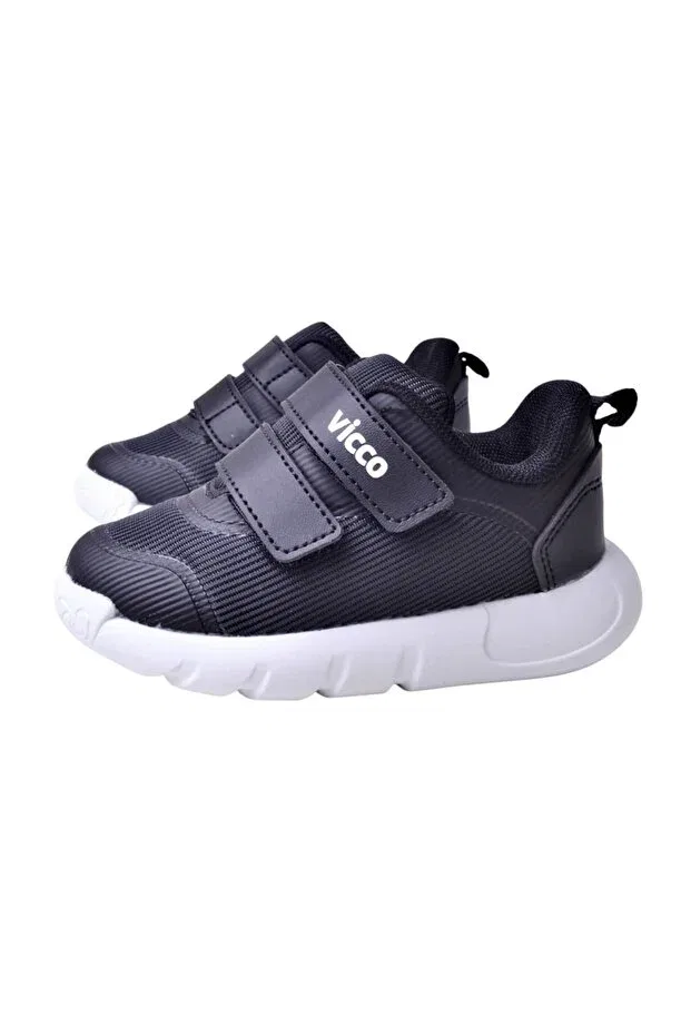 Детские спортивные туфли для девочек с липучкой Vicco, Black — фото 4